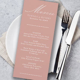 Enkel calligrafi Ro Guld Bröllop Menu Meny