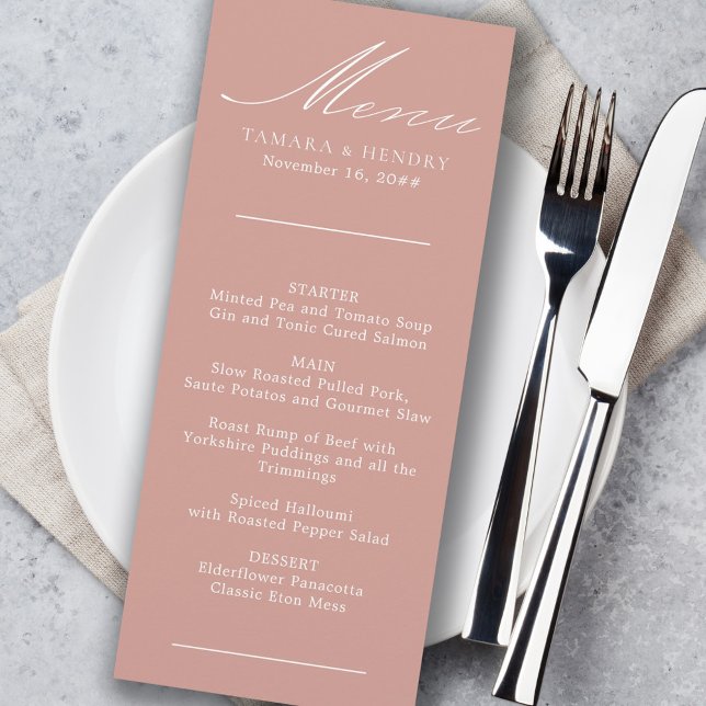 Enkel calligrafi Ro Guld Bröllop Menu Meny (Skapare uppladdad)