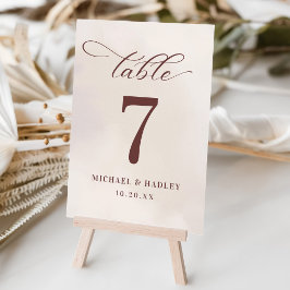 Enkel calligrafi Rustic Bröllop Bordsnummer