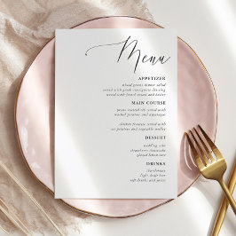 Enkel calligrafi Rustic Bröllop Menus Meny