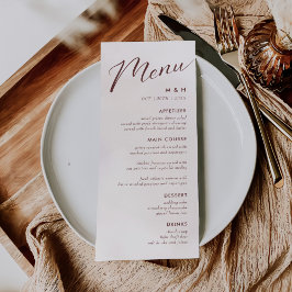 Enkel calligrafi Rustic Bröllop Meny