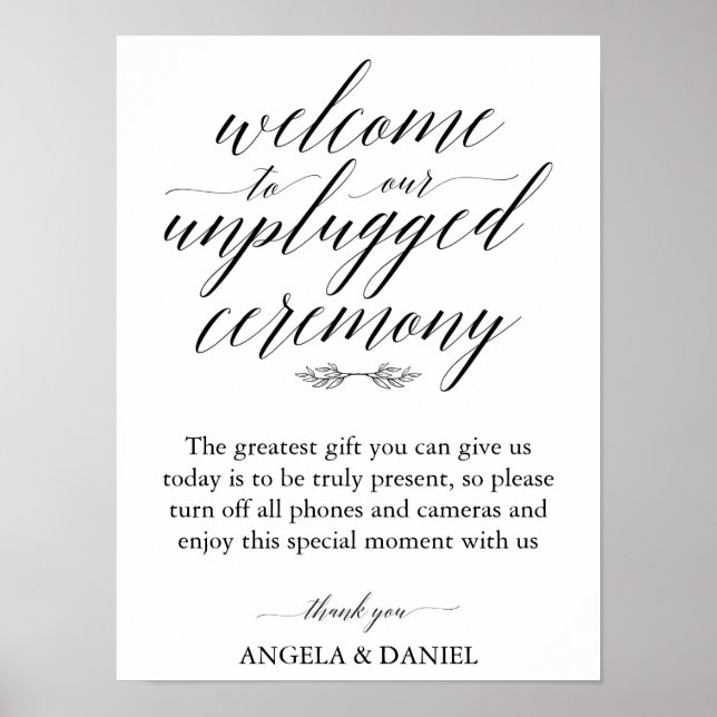 Enkel calligrafi-skript opluggat Bröllop-tecken Poster (Framsidan)