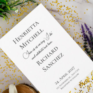 Enkel calligrafi, svart och vit Bröllop Inbjudningar