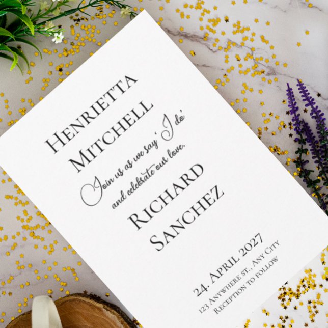 Enkel calligrafi, svart och vit Bröllop Inbjudningar (Skapare uppladdad)