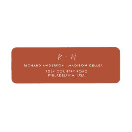 Enkel calligrafi Terracotta Bröllop Adress Returadress Etikett