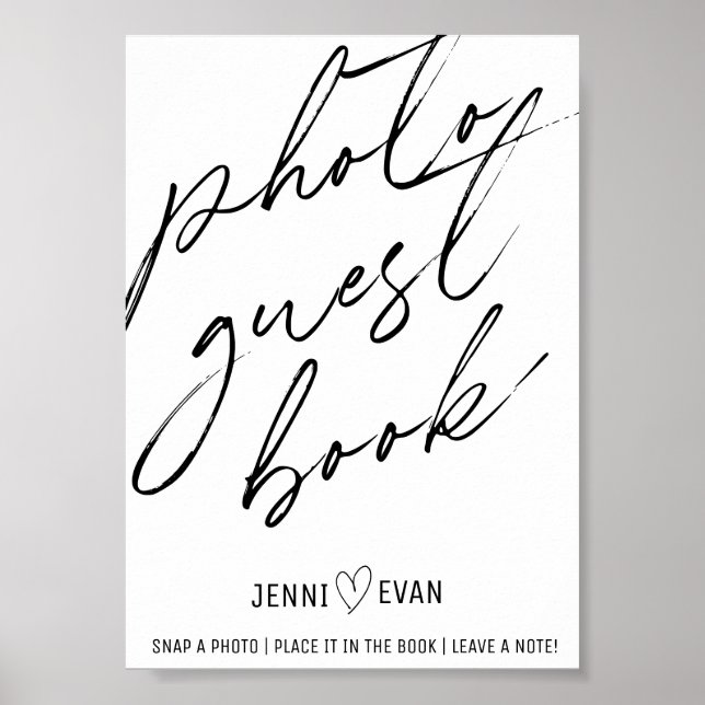 Enkel calligrafisk fotogäst Bok Bröllop-tecken Poster (Framsidan)