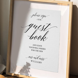 Enkel Calligraphy Bröllop Guest Bok-Poster Poster