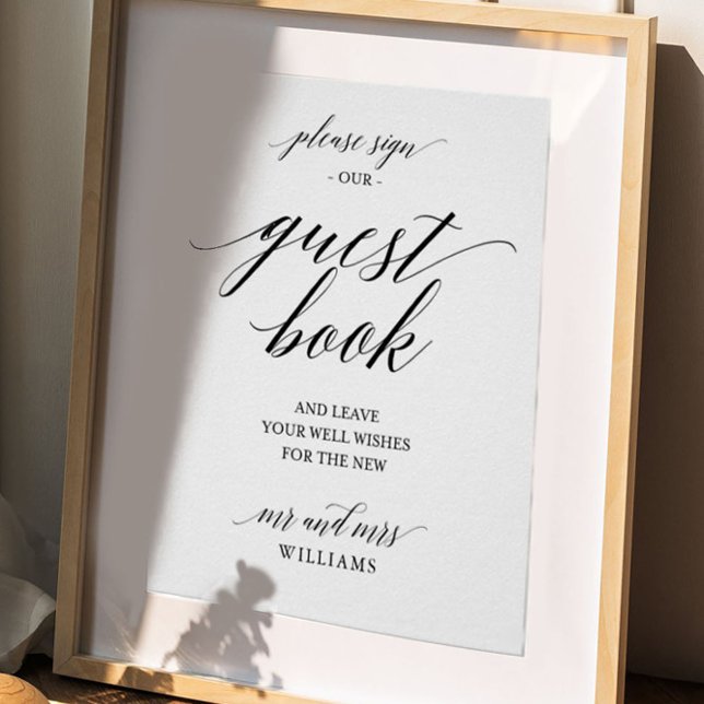 Enkel Calligraphy Bröllop Guest Bok-Poster Poster (Skapare uppladdad)
