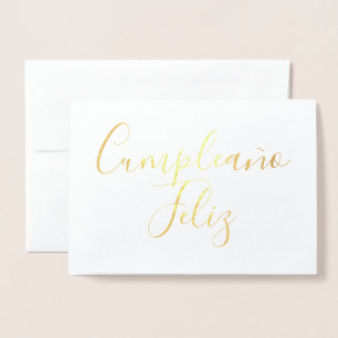 Enkel calligraphy födelsedags kort med guld folie