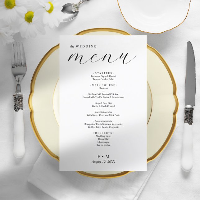 Enkel calligraphy-meny elegant bröllop (Skapare uppladdad)