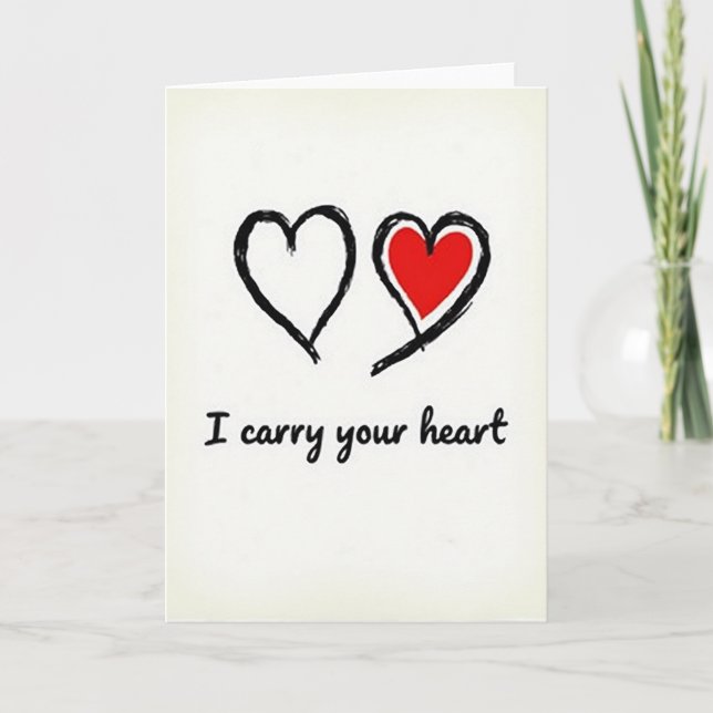 Enkel Carry Your Heart-kort Kort (Framsida)
