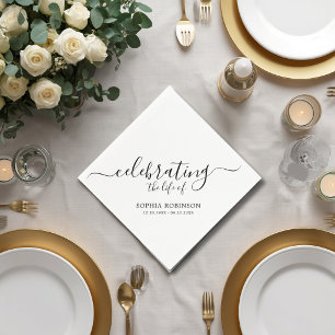 Enkel Celebrating The Life Elegant Script Begravni Pappersservett