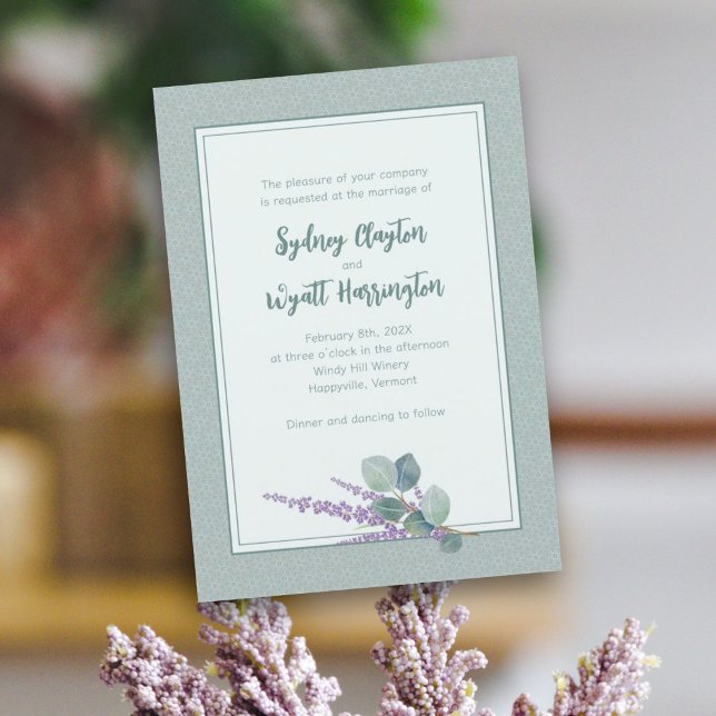 Enkel Ceremoni Eukalyptusblad Bröllop Inbjudningar (Skapare uppladdad)