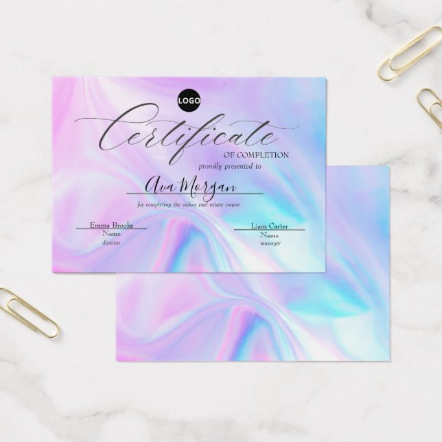 Enkel certifikatmall - Holografisk effekt Visitkort (Kontor)
