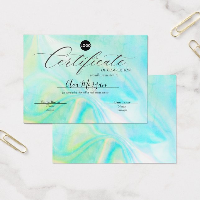 Enkel certifikatmall - Holografisk effekt Visitkort (Kontor)