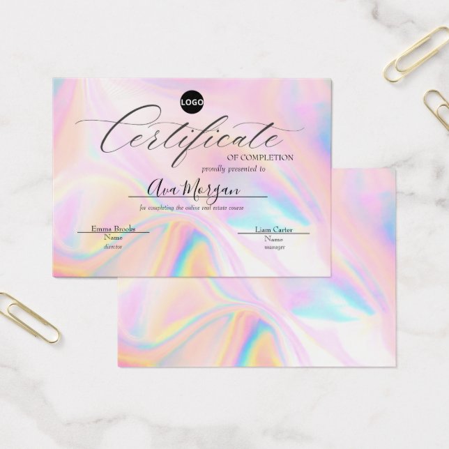Enkel certifikatmall - Holografisk effekt Visitkort (Kontor)