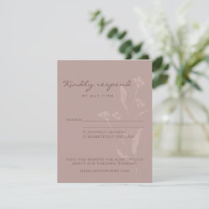 Enkel Chic Botaniskt skript Dusty Mauve Bröllop OSA Kort