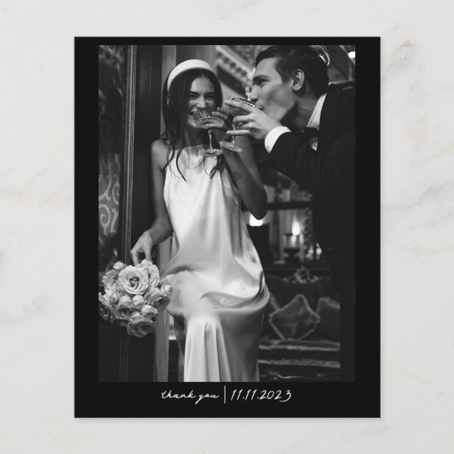 Enkel Chic Budget Foto Bröllopstackkort (Framsida)