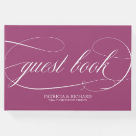 Enkel Chic Cassis Bröllop Guest Bok