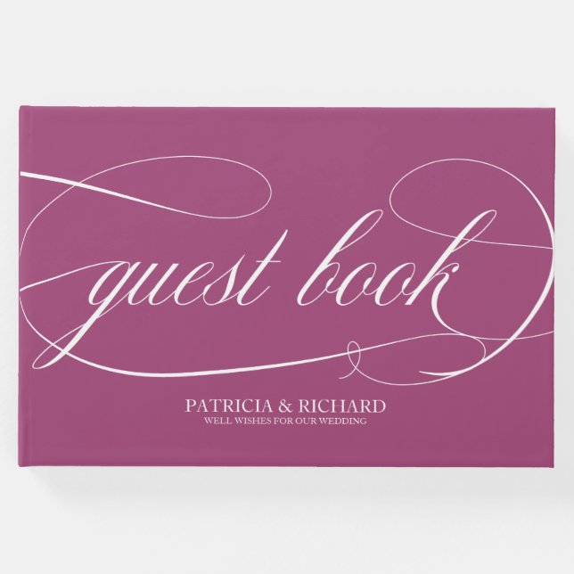 Enkel Chic Cassis Bröllopsgästbok Gästböcker (Framsida)