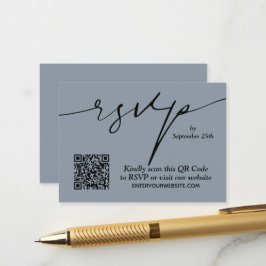 Enkel Chic Dusty Blue QR Code Bröllop Tilläggskort