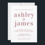 Enkel Chic Dusty Ro Typography Bröllop Inbjudningar<br><div class="desc">Den enkla och chic bröllopsinbjudan har dammig ro snyggt, elegant och modern typografi på vit bakgrund. Lägg bara till dina uppgifter om bröllop. Enbart designad för dig av Lycklig Dolphin Studio. Kontakta oss på happydolphinstudio@outlook.com om du behöver hjälp eller matchande produkter. Vi är lycklig för att hjälpa dig att göra...</div>