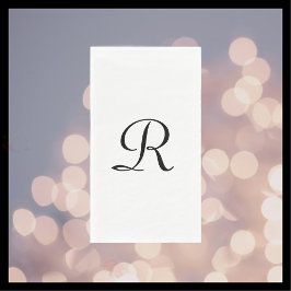 Enkel Chic för vit och svart monogrammad Elegant Pappersservett