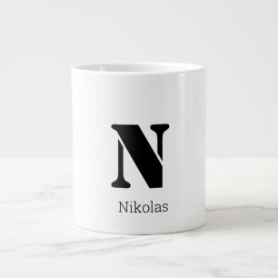 Enkel Chic, första Brev Monogram Black & White Jumbo Mugg