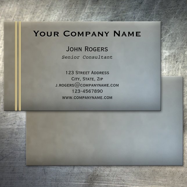 Enkel Chic Grå Blå Guld Visitkort (Simple chic professional business card in light blue/grey/brown with small gold bars)