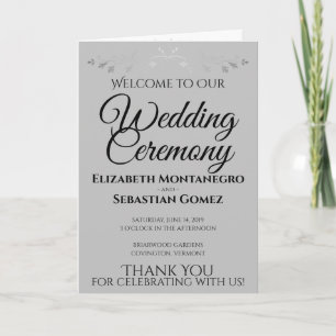 Enkel Chic Grått Flourish Bröllop Ceremony Folded Program
