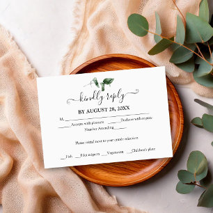 Enkel Chic Grönska Eukalyptus Bröllop RSVP Tilläggskort