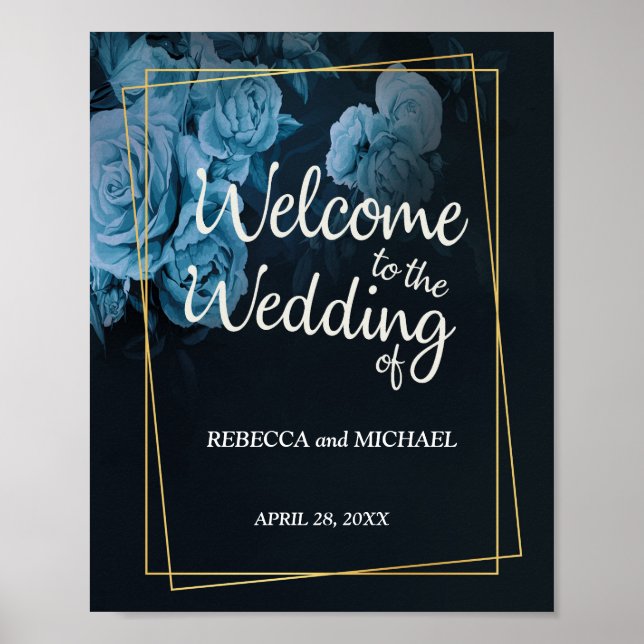 Enkel Chic Guld Geometric Ram Bröllop Poster (Framsidan)