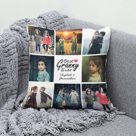 Enkel Chic Heart Photo Collage Best Grandma nånsin Kudde