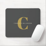Enkel Chic i Snyggt Monogram Namn i Svarta Guld Musmatta<br><div class="desc">Enkel Chic för Snyggt Monogram Namn i svart och Guld mussla</div>