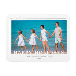 Enkel Chic Jul Typografi Foto Familj Magnet