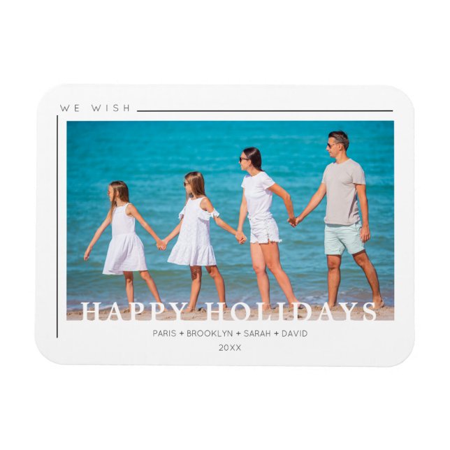 Enkel Chic Jul Typografi Foto Familj Magnet (Horisontell)