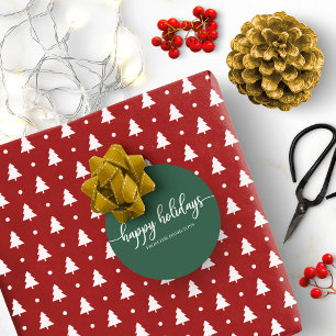 Enkel Chic Kalligrafi God Jul Grön Runt Klistermärke