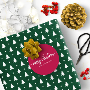 Enkel Chic Kalligrafi God Jul Röd Runt Klistermärke