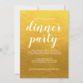 Enkel Chic Kalligrafi Klassisk Guld-middag Party Inbjudningar