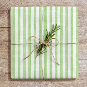 Enkel Chic Linen Se Mönster Grönt vit med stripe Presentpapper