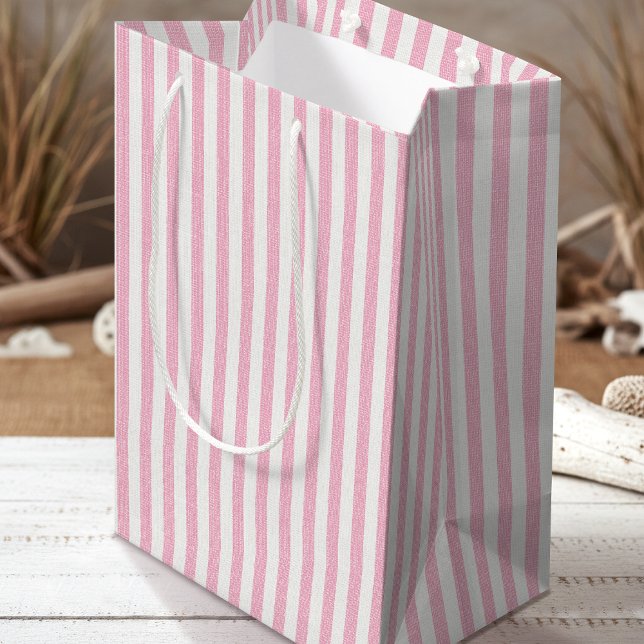 Enkel Chic Linen-utseende med stripe Mönster Rosa  (Skapare uppladdad)