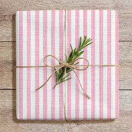 Enkel Chic Linen-utseende med stripe Mönster Rosa  Presentpapper