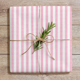 Enkel Chic Linen-utseende med stripe Mönster Rosa  Presentpapper