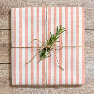 Enkel Chic Linen-utseende Mönster Coral-Rosa i str Presentpapper