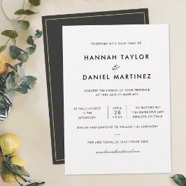 Enkel Chic Minimalistisk Elegant Guld-dekorfärg Br Inbjudningar