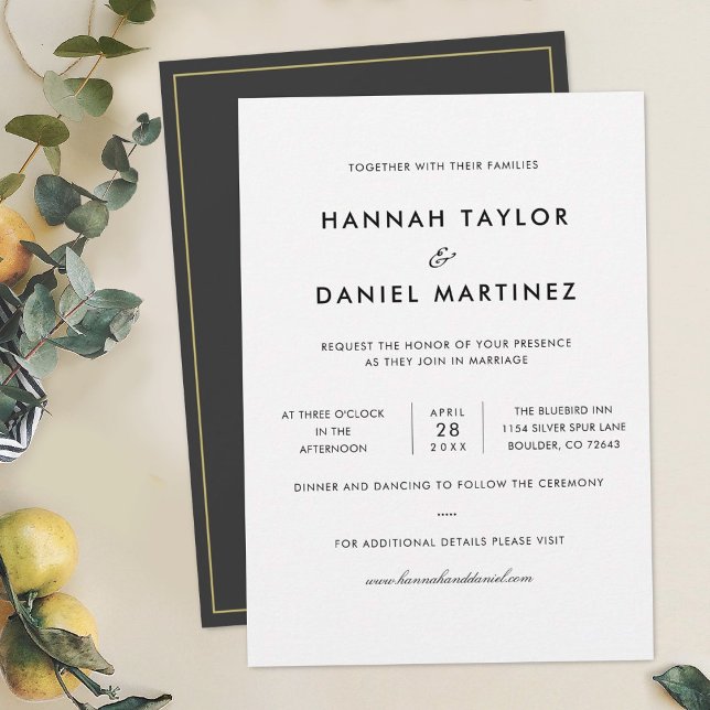 Enkel Chic Minimalistisk Elegant Guld-dekorfärg Br Inbjudningar (Skapare uppladdad)