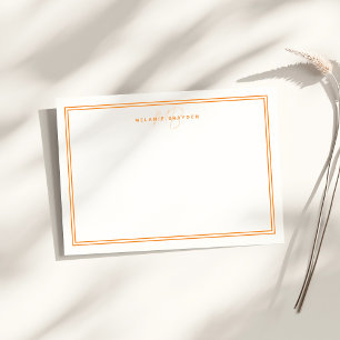 Enkel Chic, minimalistisk Monogram två Gräns-Orang Anteckningskort