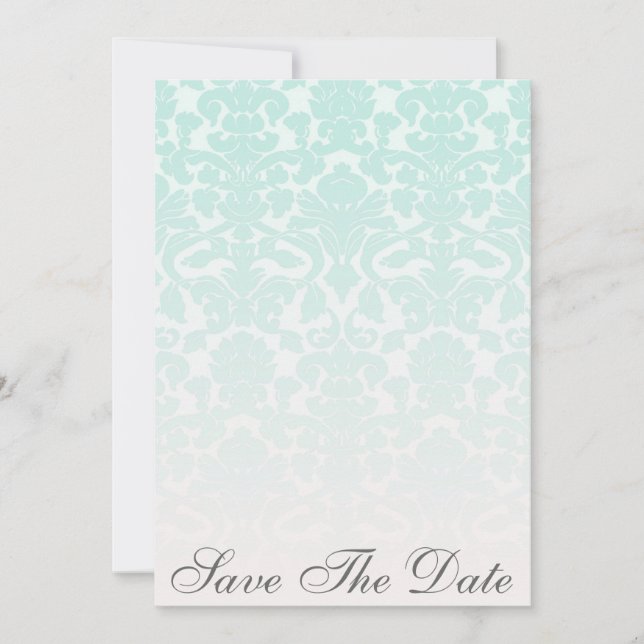 Enkel Chic Mint Damask Spara Datum Annonsering Datumet (Framsida)