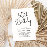 Enkel Chic Modern 60:e födelsedag Inbjudningar<br><div class="desc">Enkel Chic Modern 60:e födelsedagen. Motografi av eleganten och minimal typografi.</div>