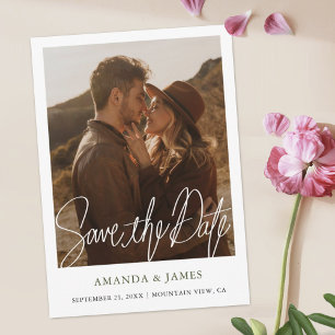 Enkel Chic Modern Photo Förlovning Spara datum Spara Datumet